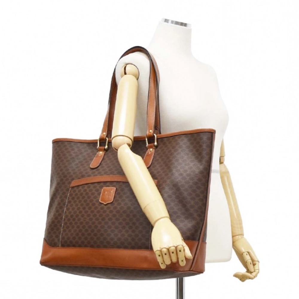 Celine Macadam Gran Sac Cabas LG Coated Canvas/Leather Open Vintage Tote